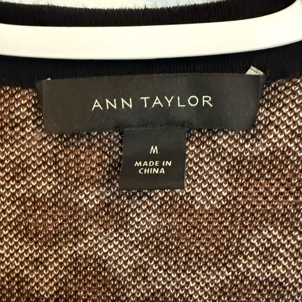 Ann Taylor Animal Print Open Front Cardigan Medium - Picture 3 of 4